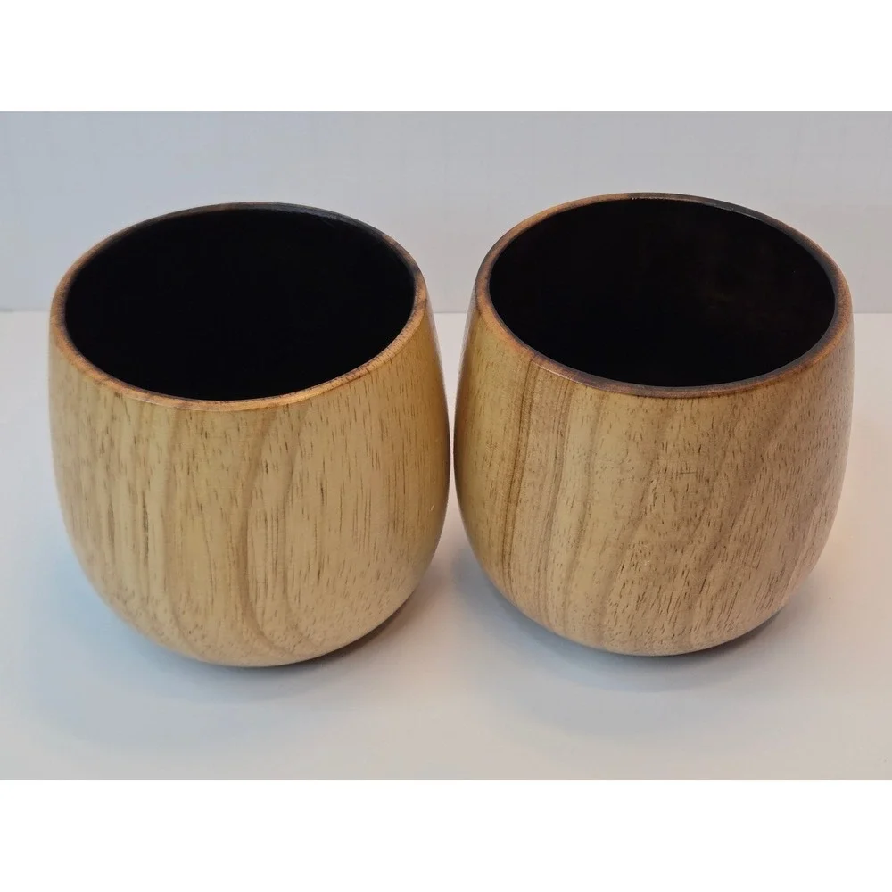 Oaksip Wooden Whiskey‎ Tumbler Set of 2 Handcrafted Natural Grain Charred
